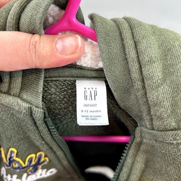 Babygap army green patches zip up size 6-12mon - Picture 4 of 6
